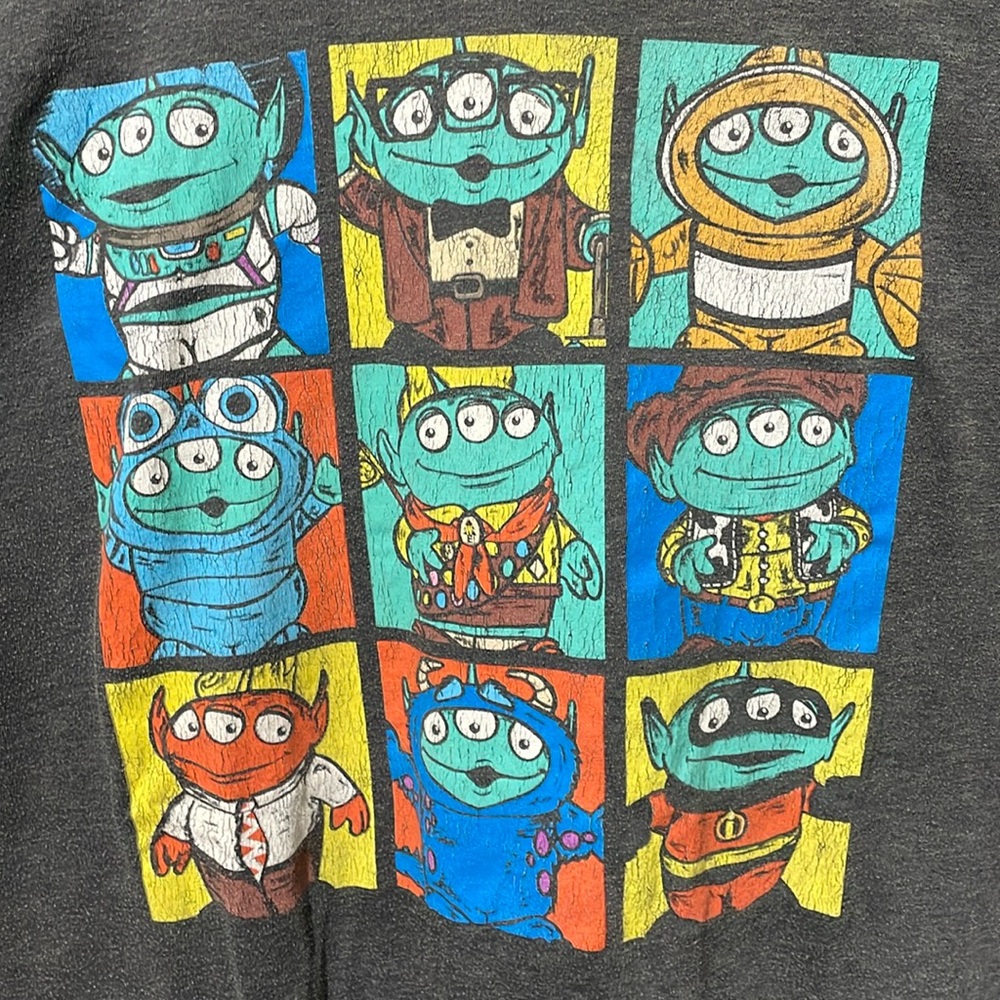 Men's Short Sleeve Graphic Tee - Black with Colorful Alien Panels